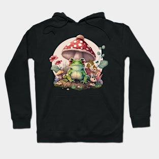 Cottagecore aesthetic frog on Mushroom Hoodie